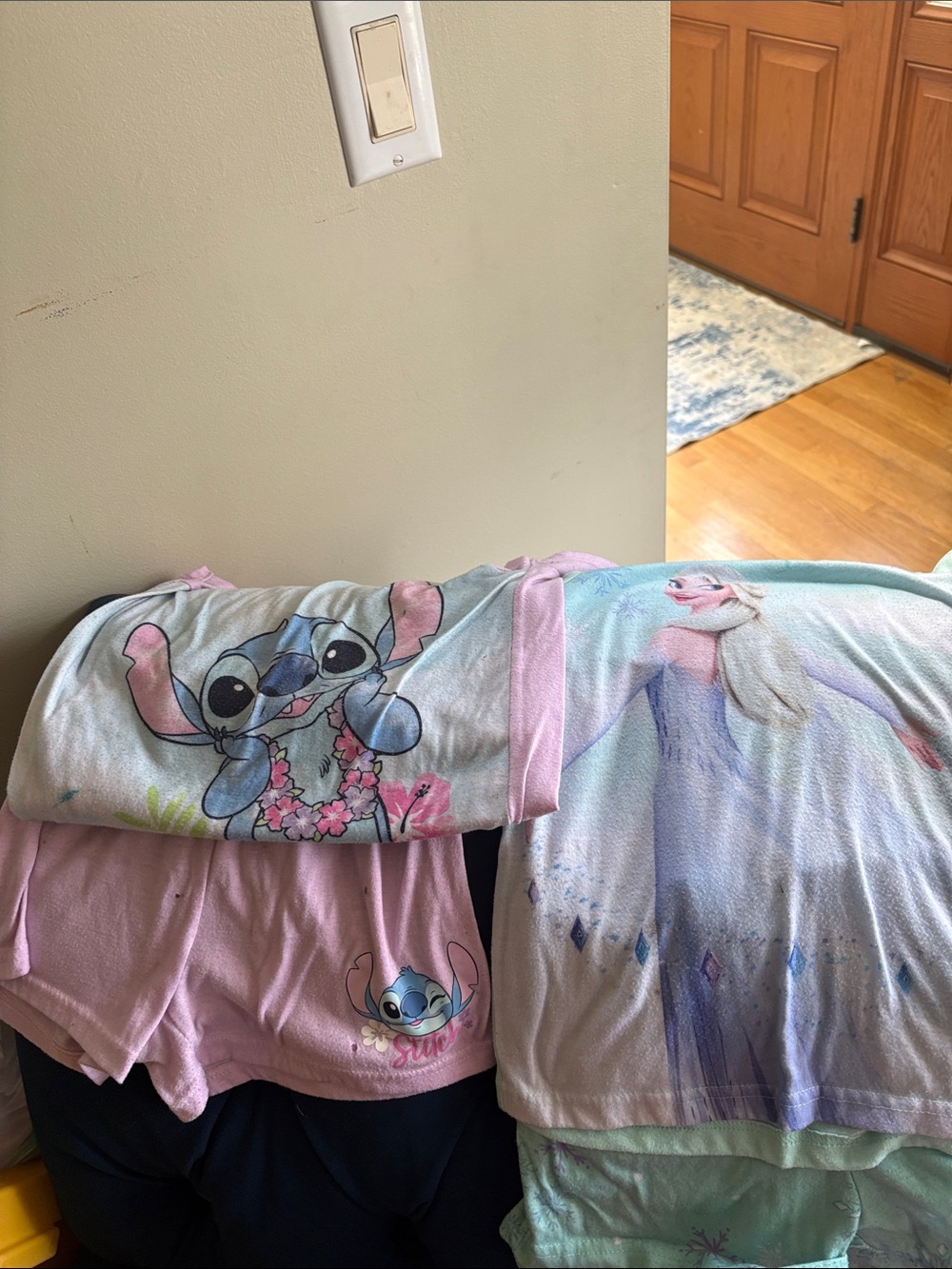 Disney Pink & Light Blue Stitch and Elsa Kids Pajama Set